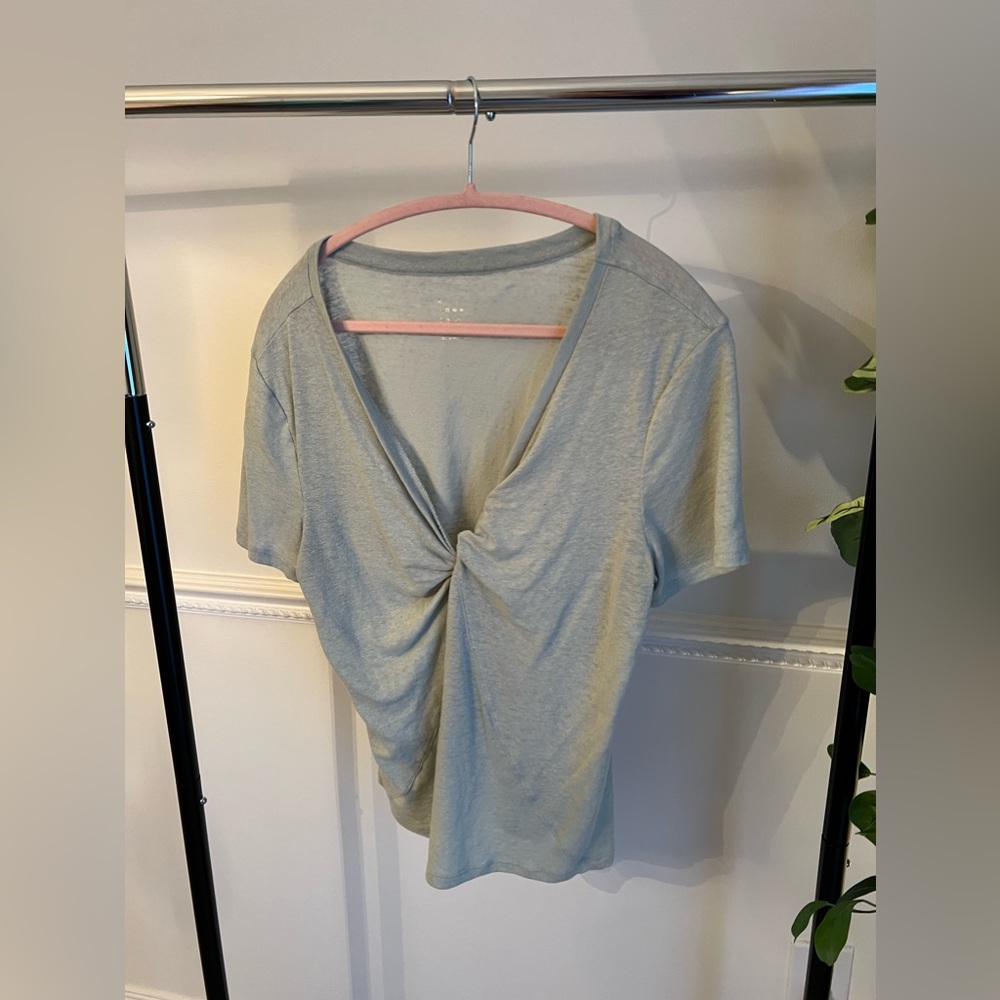 Soft sage green T twist front